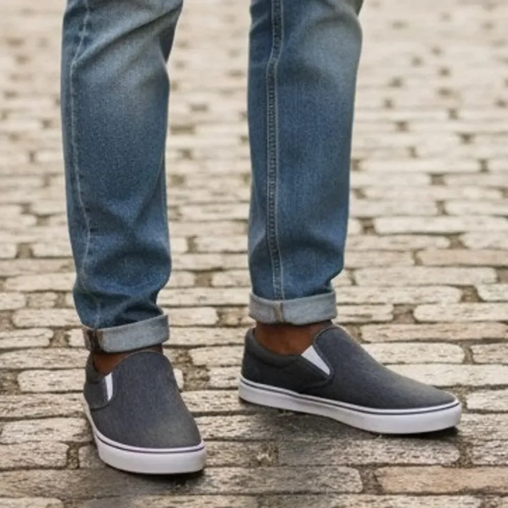 NO BOUNDARIES Men's New w/Tags Charcoal Gray Slip-On Deck Sneakers - Size: 13